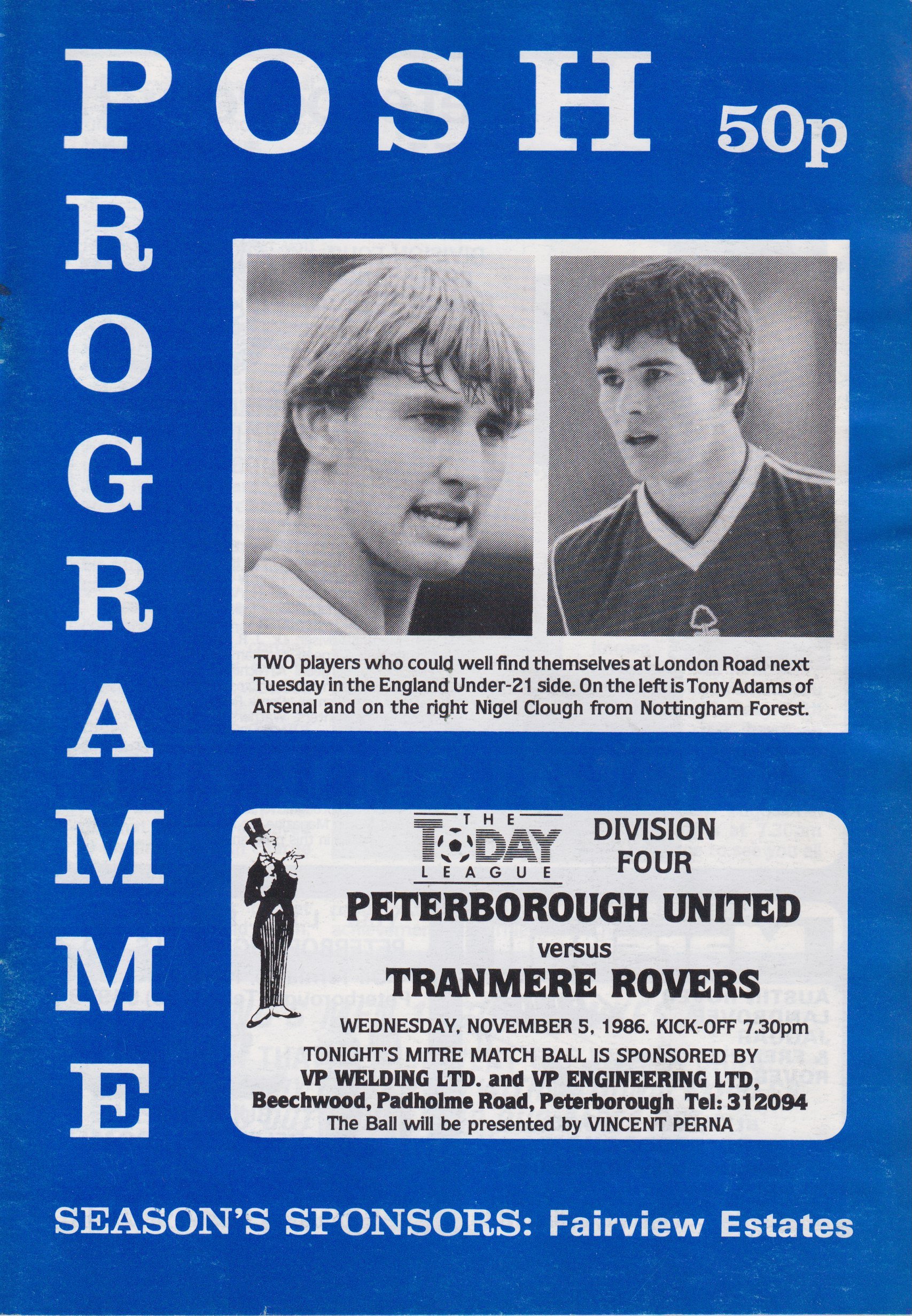 Peterborough United v Tranmere Rovers match programme